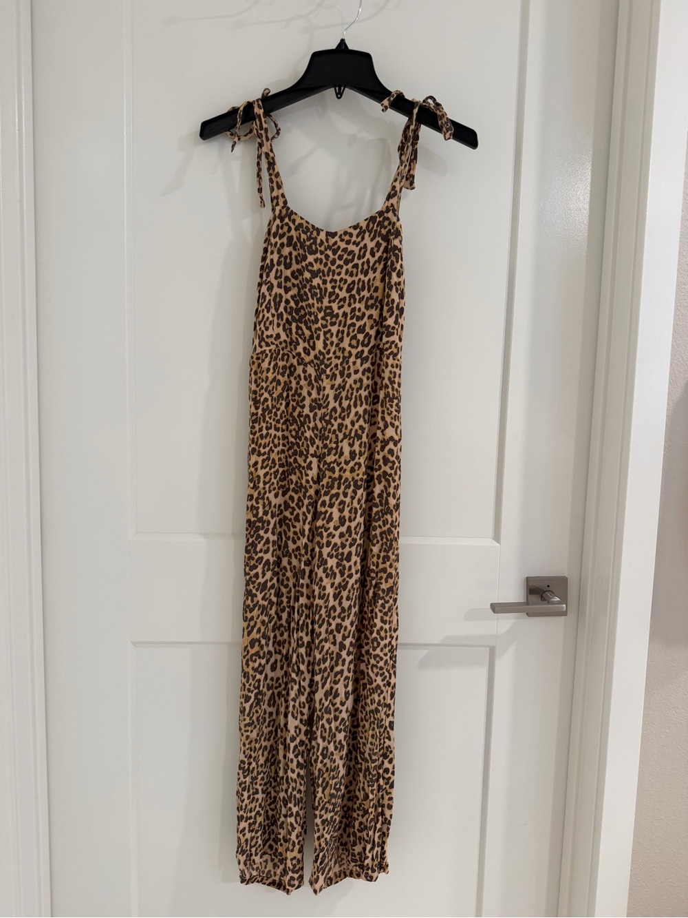 Leopard Print Tie-Strap jumpsuit- Brown & Black